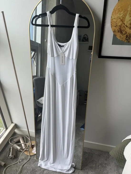 Naked Wardrobe White Mesh Contrast Maxi Dress - Picture 2 of 3